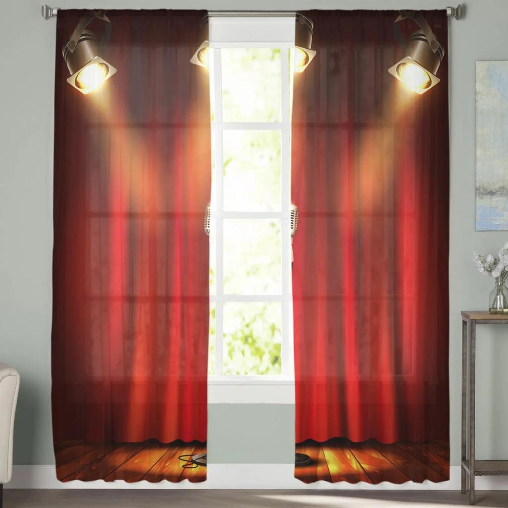 Stage Microphone Lighting Tulle Curtains For Living Room Sheer Curtain Bedroom Voile Decorative Window Treatments