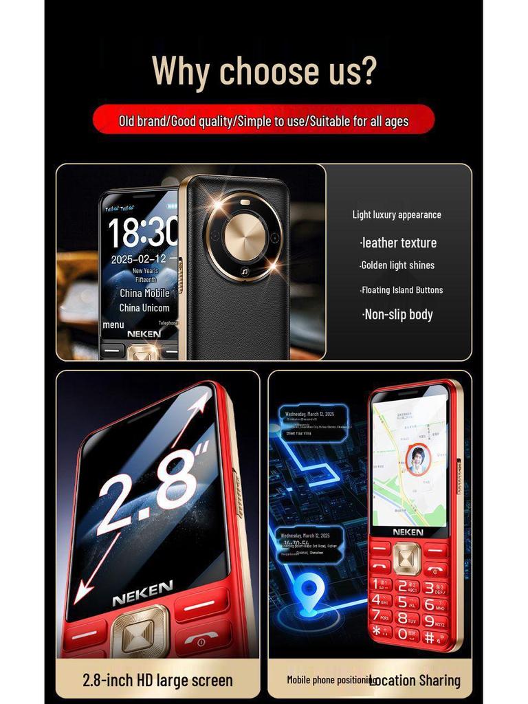 Telefono Cellulare per Anziani 4G VoLTE: Full Netcom, Schermo Grande, Volume Alto, Design Ultrasottile, Lunga Autonomia in Standby.