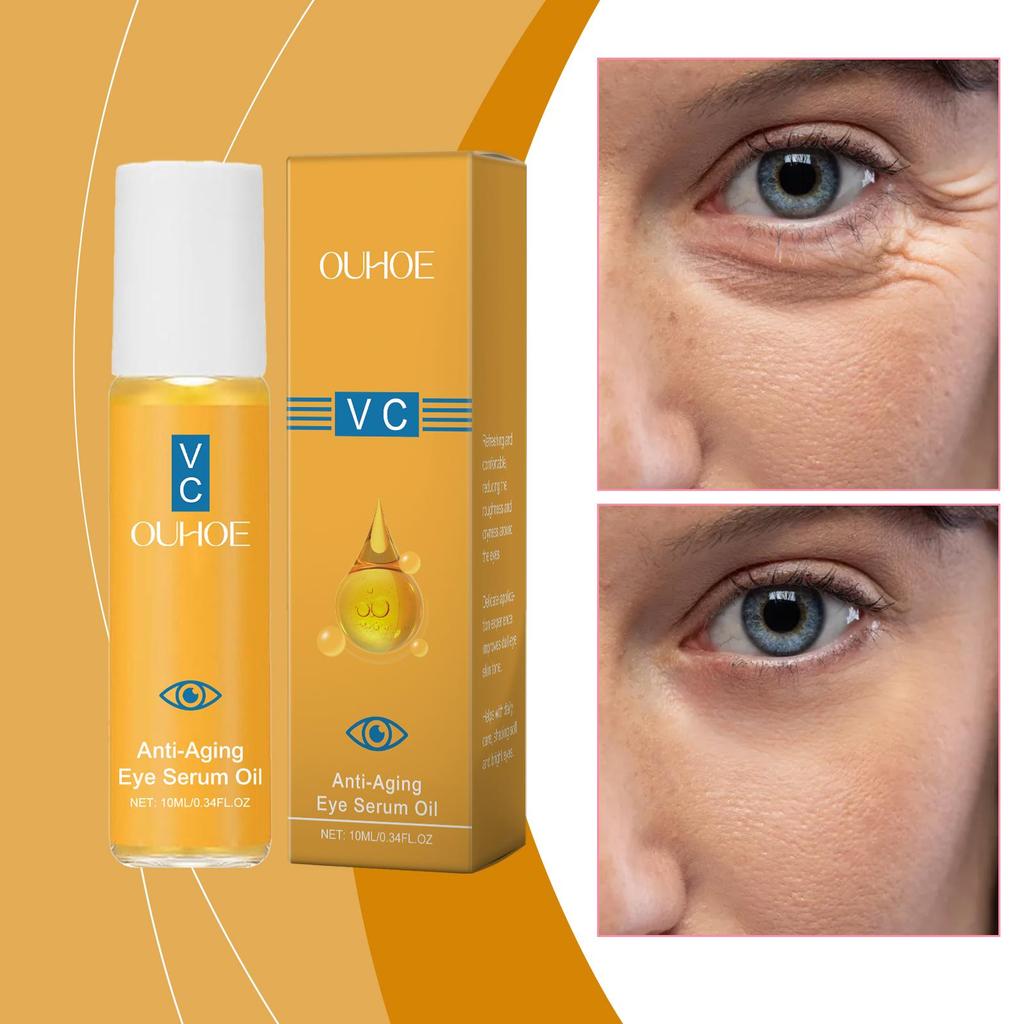 Anti Aging Eye Essence Oil Firming Brightening Reduce Wrinkle Fade Fine Lines Remove Puffiness Hydrating Smooth VC Eye Serum Oil