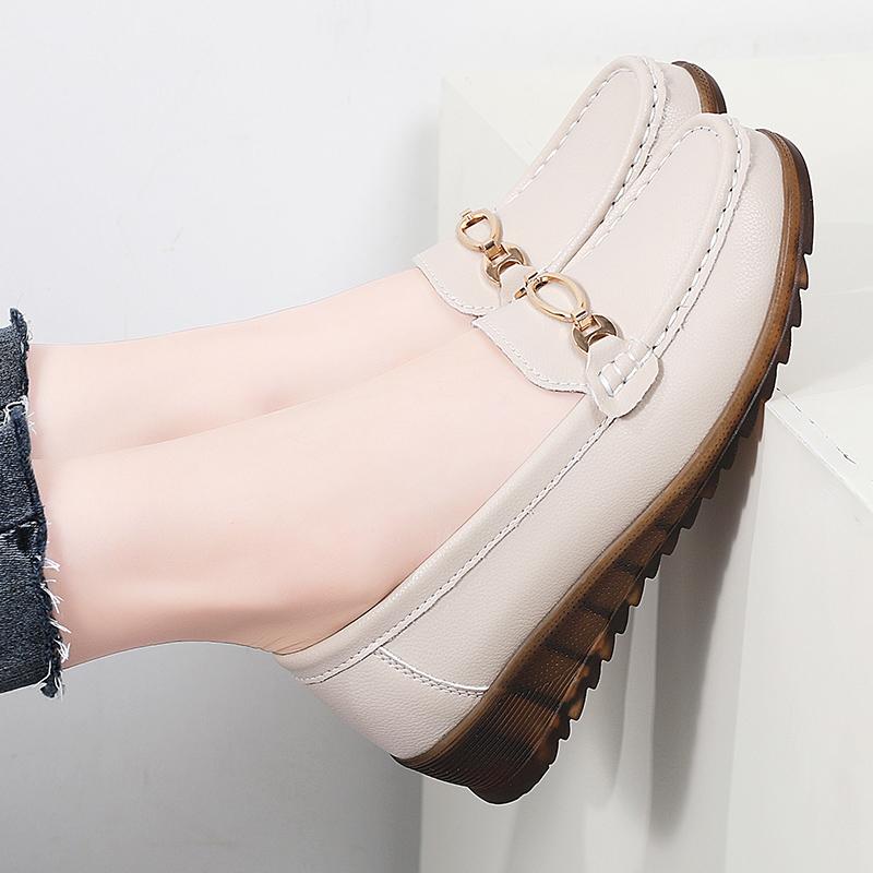 Women's Black Loafers Moccasins Casual Slip On Grey Flats Walking Shoes for Mother Plus Size