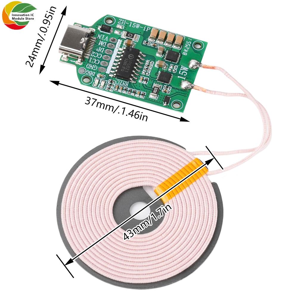 DC 5V 15W High-Power Wireless Charging Module Transmitter Features Pop-up Notification Display, Compact Car Mount