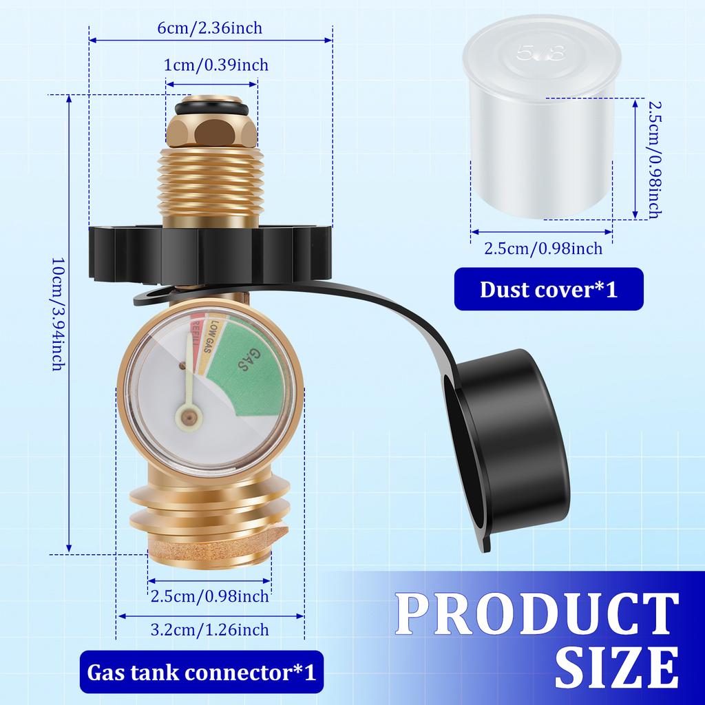 Propane Regulator Stainless Steel Brass Propane Regulator Adjustable Heat Resistant Gas Grill Regulator Hose for Camping Stove