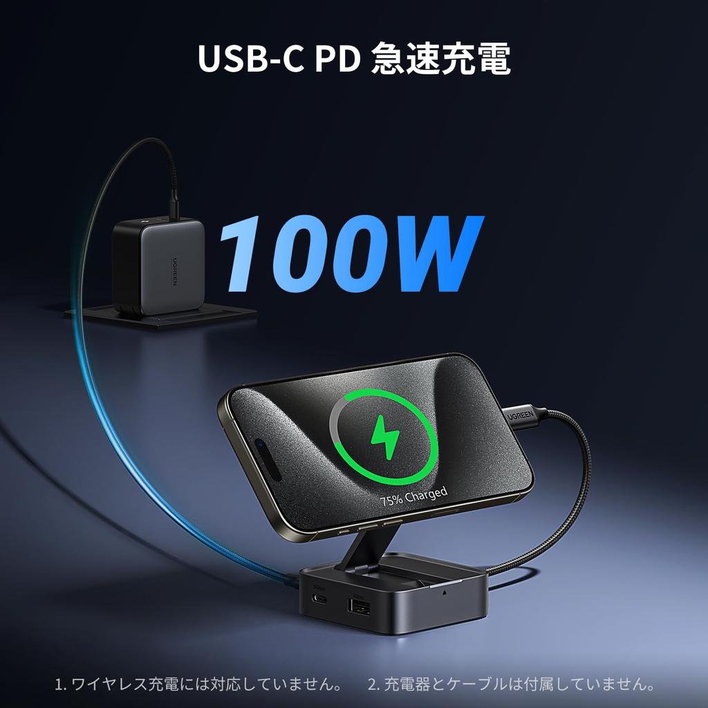 Ugreen USB C Magnetic To HDMI Foldable Portable USB C Hub with 100W PD 5Gbps Data Compatible with iPhone Galaxy iPad and Direct Smartphone Extension