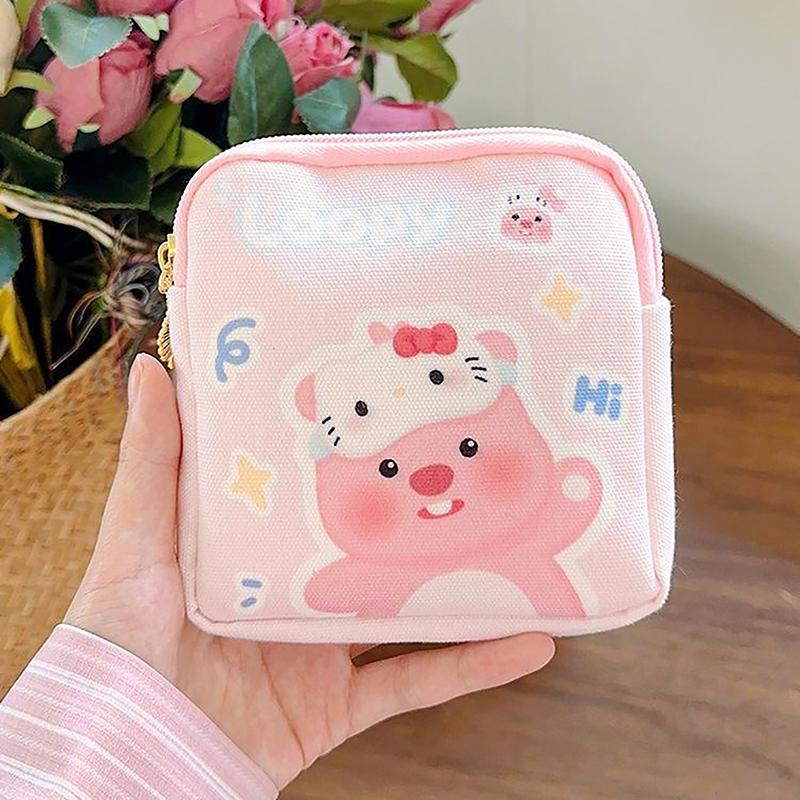 1Pc Mini Cosmetics Coin Purse Bag Gift Kawaii Sanrio Hello Kitty Cartoon Women Tampon Sanitary Napkin Storage Bag