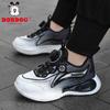 Babu Bean Boys Sports Shoes Black and White Versatile Running Shoes Rotating Button Mesh Breathable Non-slip Wear-resistant Lightweight