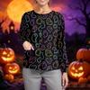 Women's Halloween Print Long-Sleeve Button-Down Cardigan, Single-Breasted Casual Top for Fall Parties and Everyday Wear, Lightweight