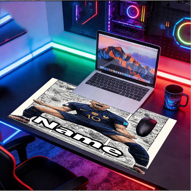 Benutzerdefinierter Name Personalisiertes Kylian Mbappe Muster Mauspade, Laptop PC Schreibtischmatte, Dekorative Schreibtischmatte für Zuhause Tastaturpad Geschenk