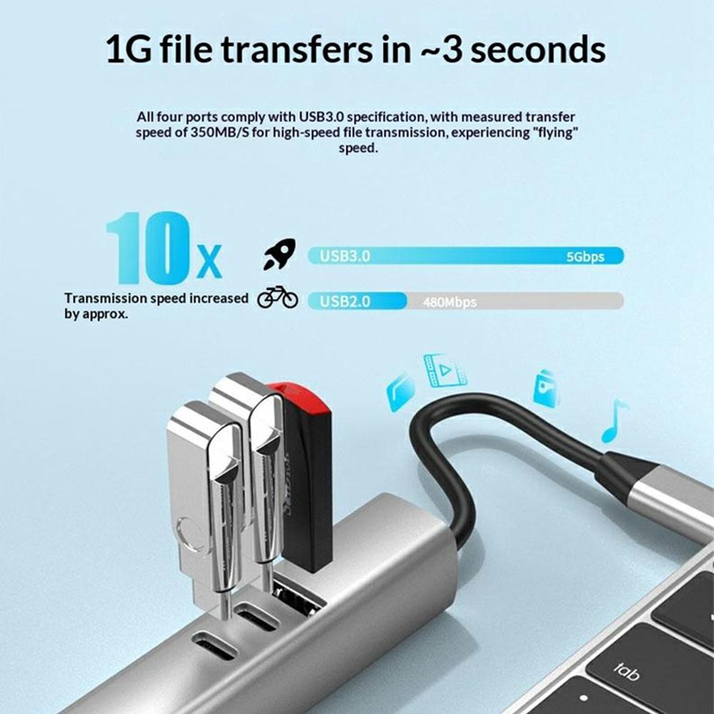 TYS-7HD-2C 100W 4K Type-C to HDTV 7-in-1 Hub Adapter with 2 USB-C/USB 3.0/PD 100W/SD/TF Card Reader for Windows/MacOS/Linux/Android