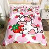 Pink Strawberry Cute Bedding Set Duvet Cover Set 3D Print Fruit Pattern Quilt Cover Pillowcase King Queen Size For Kids Boy Girl