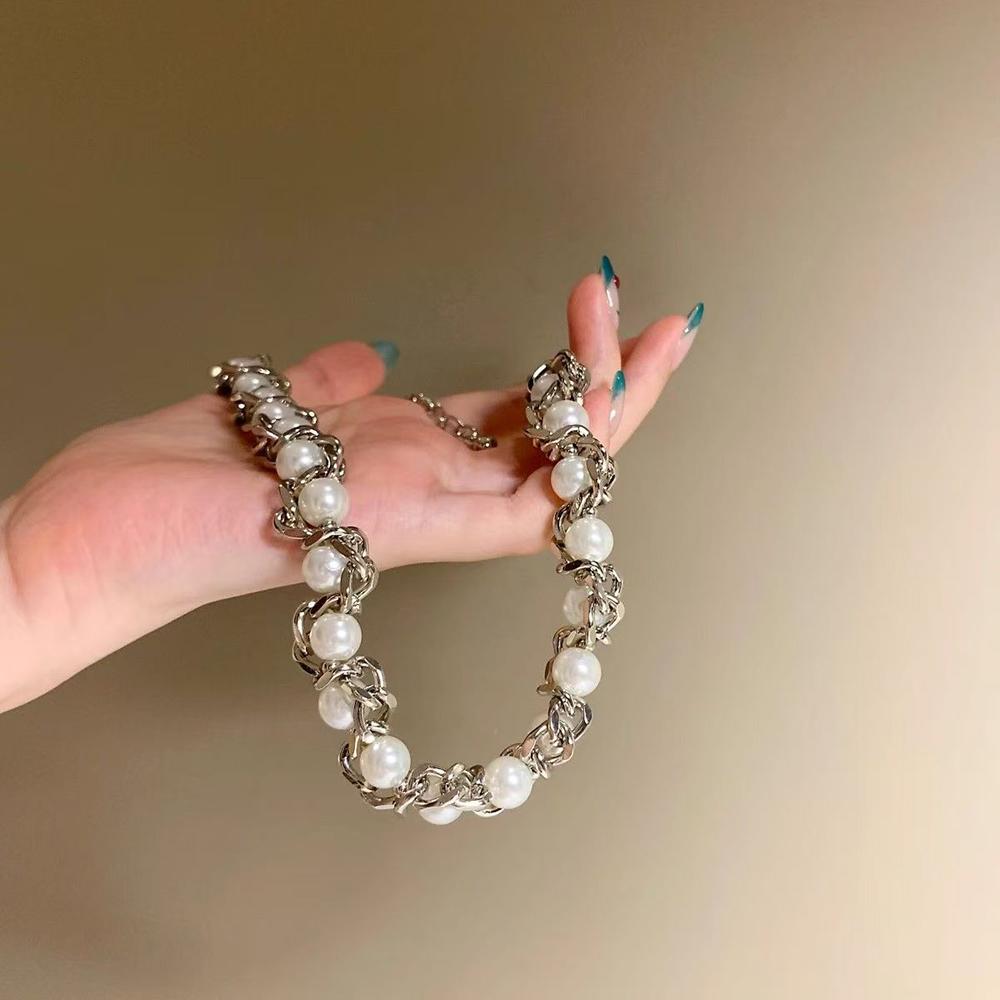 Fashion Men Women Universal Pearl Winding Choker Trend Personality Punk Necklace for Friends a Beautiful Gift