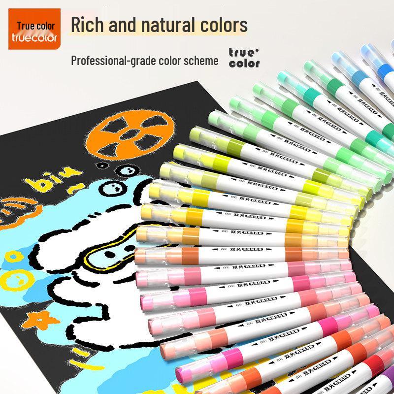 True Color Double-Ended Acrylic Marker Pens for Kids - Large Capacity, Ideal for Art Classes, Painting, and Doodling