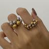 Youthway Unique Statement Gold Plated Stainless Steel Gold& Color Circle Beads Ring Waterproof Anti Allergic Jewelry Gift