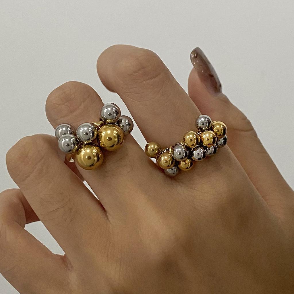 Youthway Unique Statement Gold Plated Stainless Steel Gold& Color Circle Beads Ring Waterproof Anti Allergic Jewelry Gift