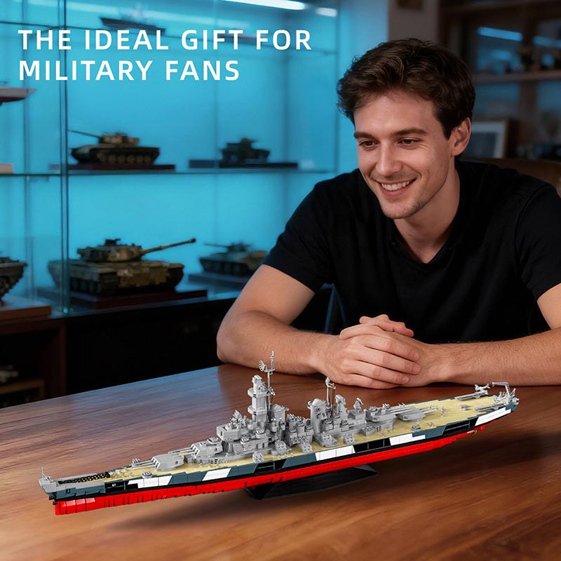 MOC 1:300 USS Montana Schlachtschiff Bausteine Militärisches Kriegsschiff Modell Schreibtischdekorationen Montage Schiff Ziegel Spielzeug Geschenk für Erwachsene