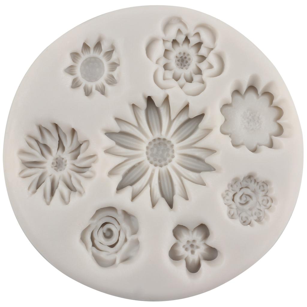 Flower Fondant Moulds Rose Flower Candy Silicone Moulds Daisy Flower Chocolate Mould Leaf Mould Cake Decorating Cupcake Gum Paste Polymer Clay Moulds