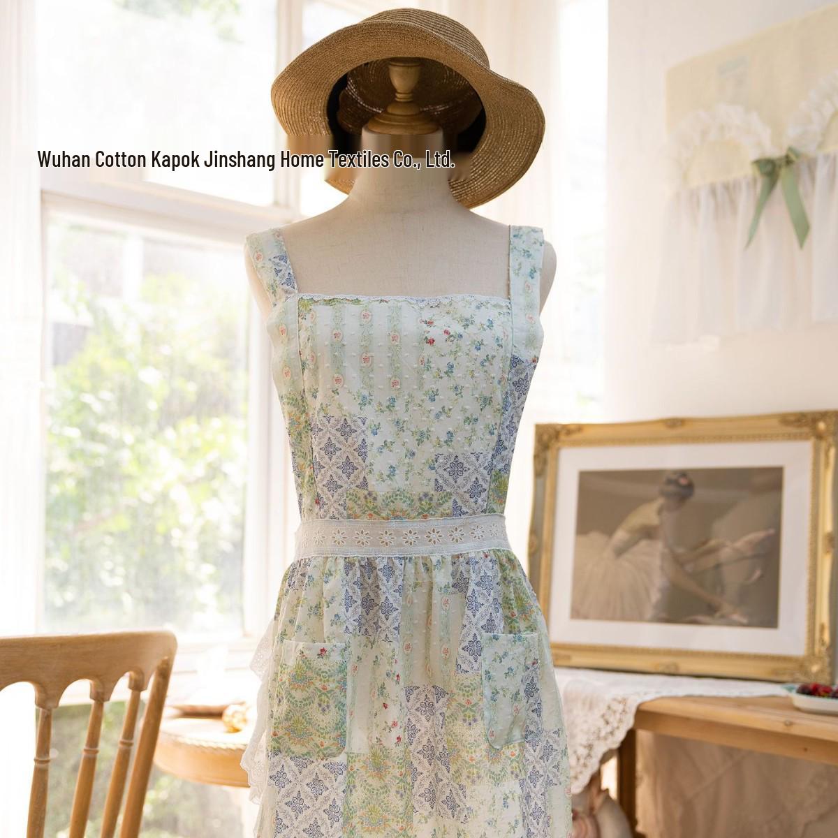Oil & Stain-Proof Floral Lace Half Apron One Size цветочный