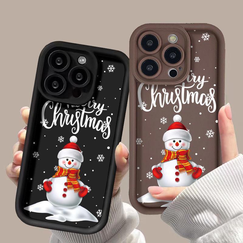 Crăciun Fericit Oameni de zăpadă cu desene animate Husă din silicon pentru iPhone 16 15 14 13 12 11 Pro Max XS Max X XR 8 7 Plus SE3 Copertă din spate moale, rezistentă la șocuri