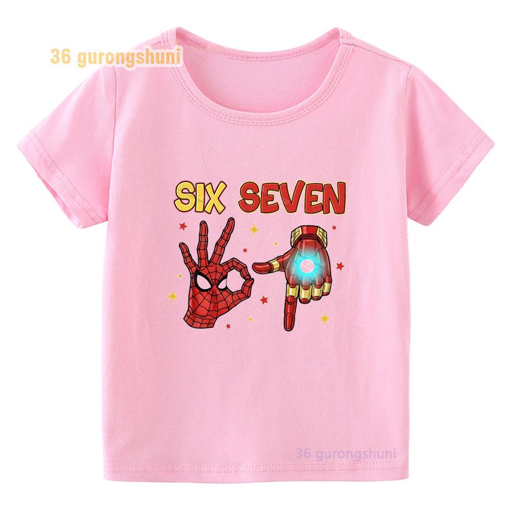 Kid Pink Tshirt For Girl 67 T Shirts Clothes Children Clothing Summer Tshirt 6 7 Print Graphic Top Tee Kawaii Baby Short Sleeve