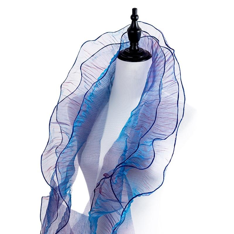 2PC Spitzenbesatz Dekorband Partydekor Transparent Schillerndes Kleiderzubehör Mode Großer gewellter Nähstoff Plissee Rüschen