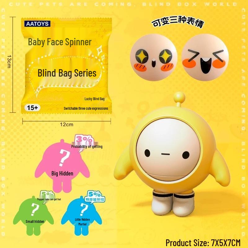 Trendy Nezha Emoji Face-Changing Keychain Decompression Doll Set