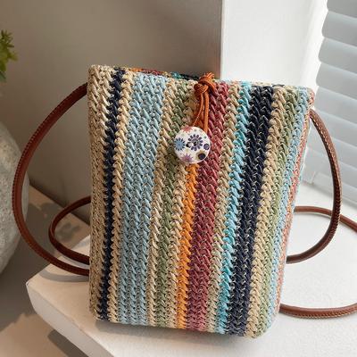 Summer New Fashion Seaside Beach Vacation Straw Bag Female Messenger Bag Mini Bag Mobile Phone Bag