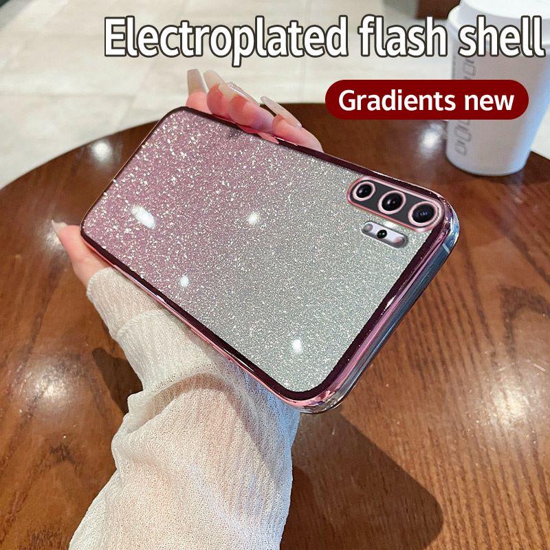 For Samsung Galaxy Note 10+ Case Samsung SM-N975F SM-N975U Phone Case Shiny Glitter Plating Silicone Camera Lens Soft Back Cover