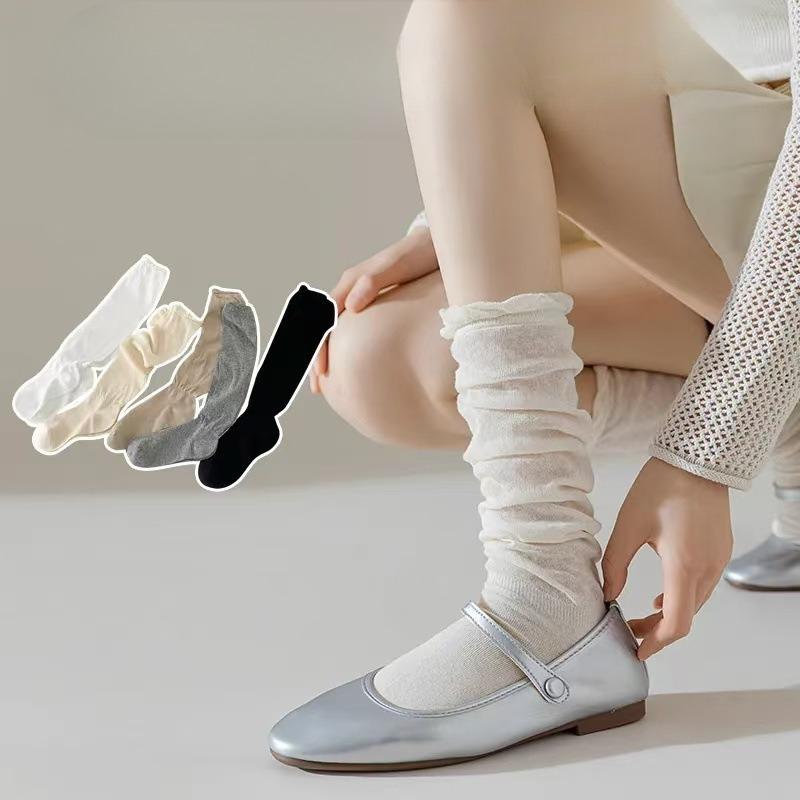 Ballet-style Socks, Women's Thigh-high Socks, Autumn and Winter Thin Lace Pile Socks, Long Socks, School Style