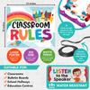 Decorably 12 Hanging Colorful Classroom Rules Poster Set with Accompanying Ribbon, 12x10in Matte-Laminated pirational Classroom Rules Elementary