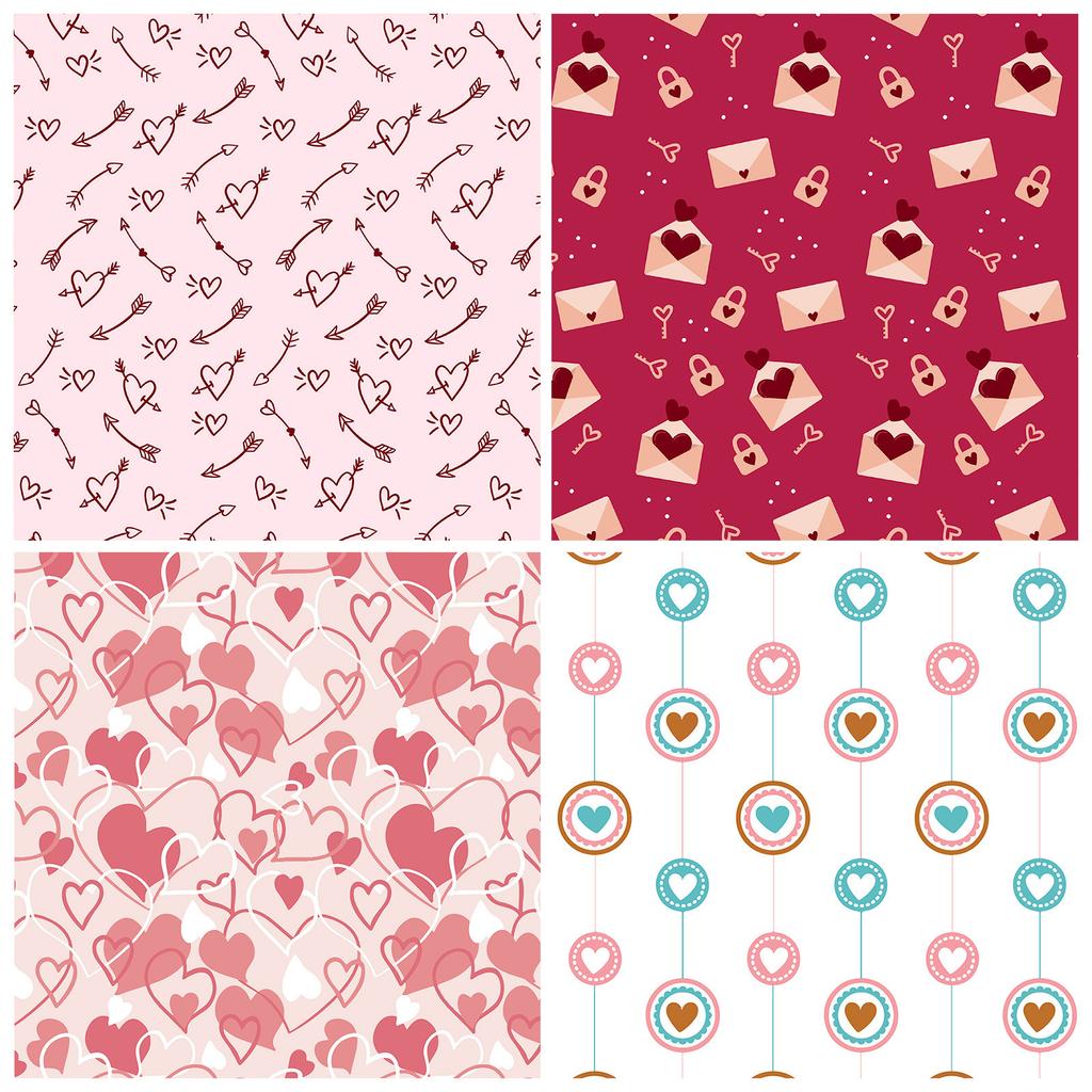12 Sheets Per Pack Of Valentine'S Day Small Floral Love Decoration Backing Guka Handbook Material Paper