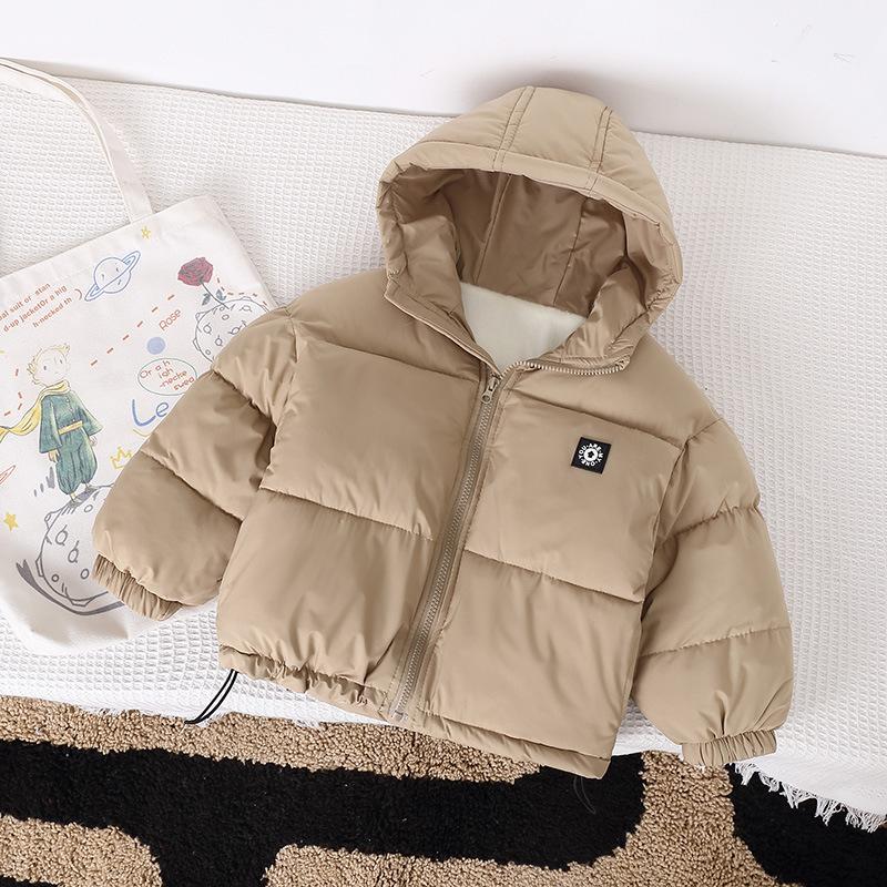 Kinder Baumwolljacke mit Fleece für Jungen und Mädchen mit Kapuze dicker Mantel Kinder Reißverschluss Baumwolljacke