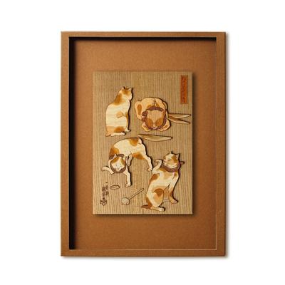 KINOWA Jin No Uchi Part Wooden Picture Original Handmade Kit Utagawa Kuniyoshi Cat Made In Japan "Tae 3" Ukiyo-e