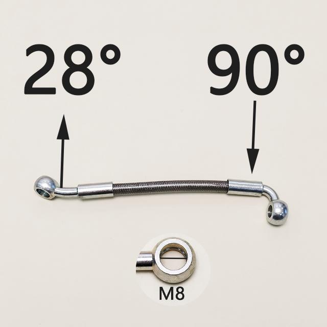 Silver 0°~28°~90° 30-500cm M8 Motorcycle Hydraulic Reinforced Brake Clutch Oil Hose Cable Line Pipe For ATV Dirt Pit Racing Bike