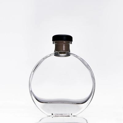 Oblateness Shaped Mini Whiskey Bottle Simple Outdoor Easy Carry Lead-free Glass Whiskey Decanter Transparent Liquor Vodka Bottle
