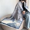 Women's Winter Ink Painting Scarf Shawl - High-End Imitation Cashmere, Knitted for Warmth and Style