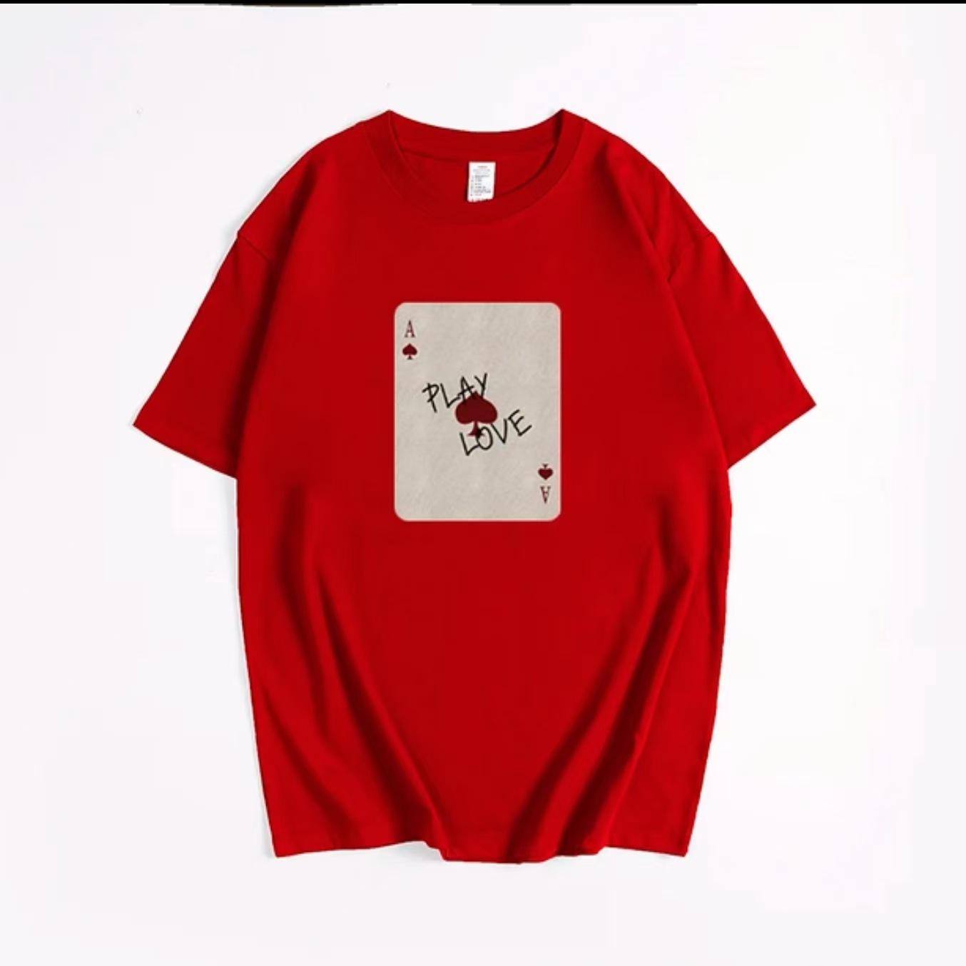 

Poker Print Unisex Plus Size Crew Neck T-Shirt Small чорний