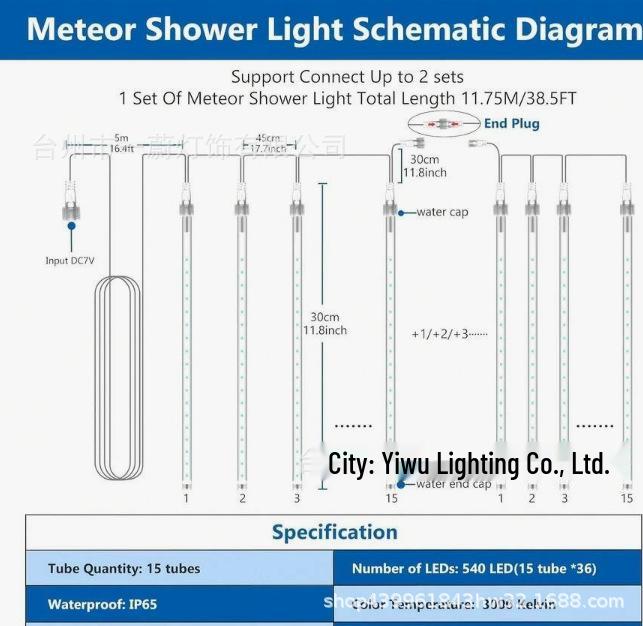 Solar-Powered Waterproof LED Meteor Shower String Lights for Outdoor Decoration