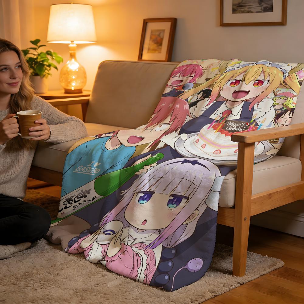 Throw High-Density Short Plush Blanket For Sofa Nap Air-Conditioned Room Soft Skin-Friendly Miss Kobayashi's Dragon Maid