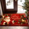 Christmas Doormat Non‑Slip Front Door Rug Washable Indoor Outdoor Xmas Santa Holly Berry Winter Entrance Decor Mat