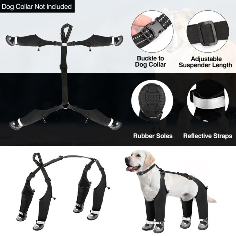 Insulated Winter Dog Boot With Reflective Straps Antislip Rubber Soles For Cold Weather Protecting