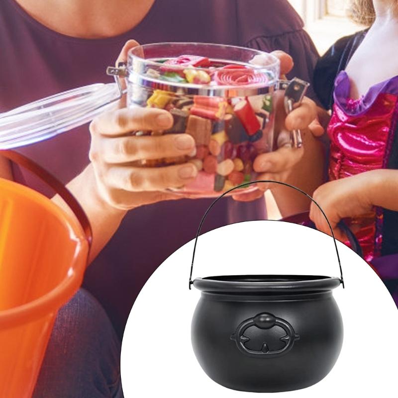 Halloween téma Čarodějnice Kbelík na cukroví Černý kotlík Dekorace Rekvizity Víceúčelový úložný kontejner na pamlsky a dárky