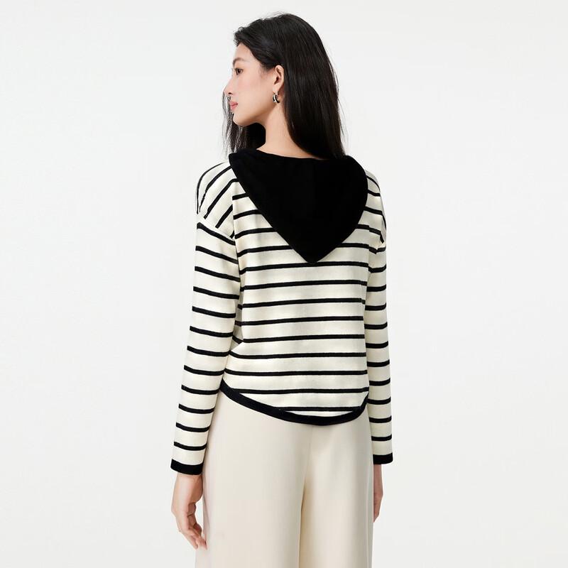FivePlus Women's Striped Hooded Knit Sweater