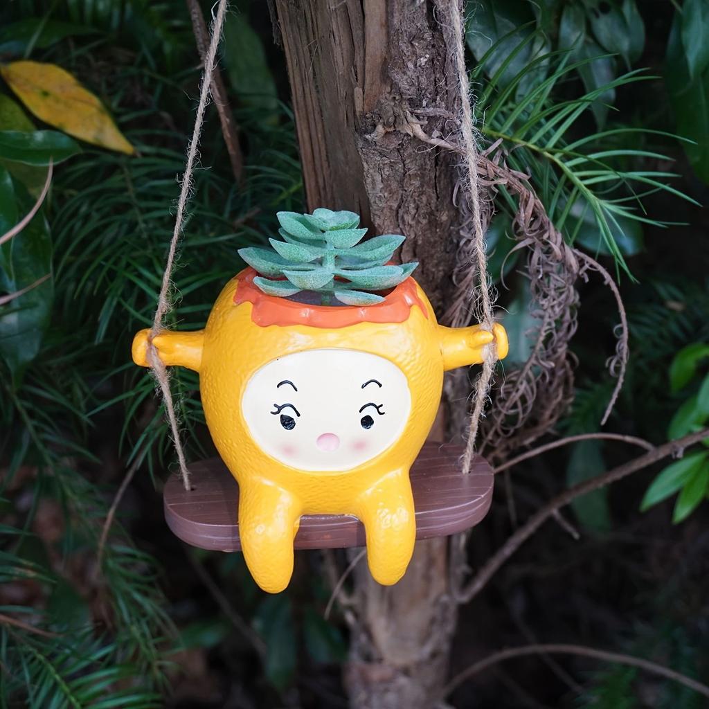 E-commerce Cute Orange Flower Pot Garden Decoration Pendant Flower Pot Decoration Holiday Decoration