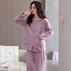 Coral Fleece Pajamas Women'S Autumn And Winter Flannel Warm Can Be Worn Outside Thickened Fleece Loungewear Suit Women
