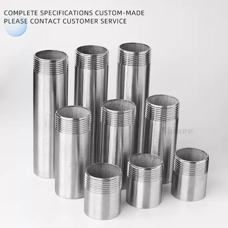 50/200mm Length 1/8" 1/4" 3/8" 1/2" 3/4" 1" -2" single-head Male Threaded Pipe Fittings Stainless Steel SS304 Connector Adapter