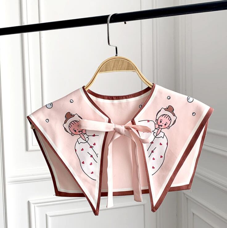 Perfect Match Printed Shawl Fake Collar Women Detachable Collars Big Lapel False Collar Shirt Thin Shawl Kragen Sahte Yaka Kraagje Nep Dames