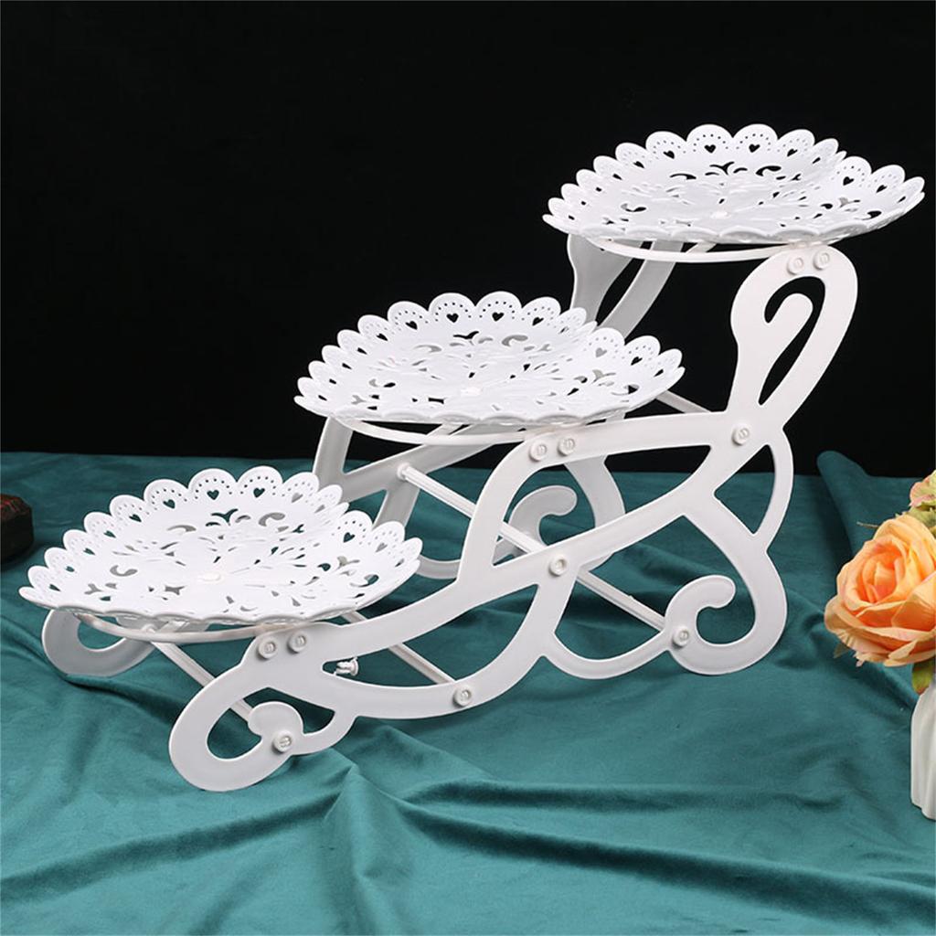 European Dessert Table Fruit Tray 3 Layer Cake Stand Rack Wedding Party Candy Display Plastic Serving Holder for Banquet
