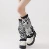 Punk Ruffled Trim Leg Warmers Subcultures Leopard Print Patchwork Denims Leg Cover Baggy Loose Flared Socks for Women