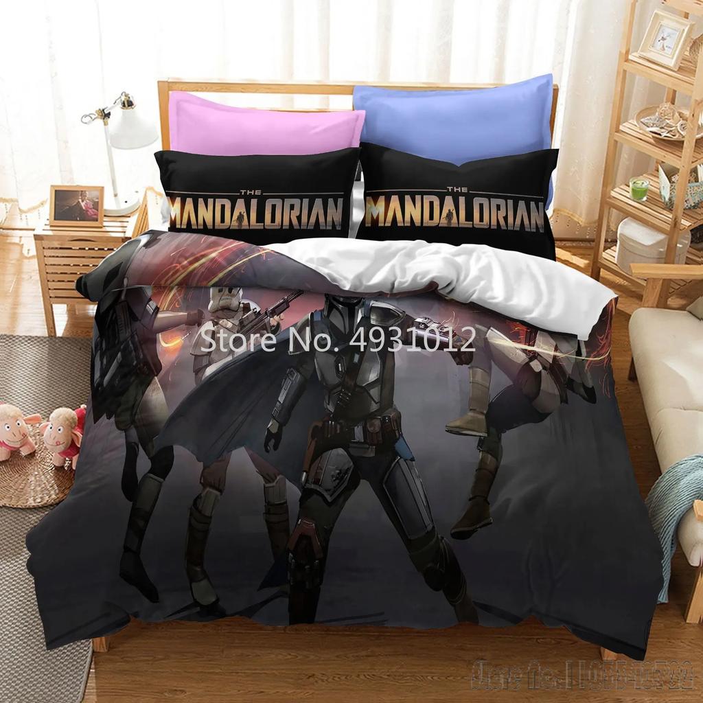 Anime 3D Printed Warrior Mandalorian Child Bedding Set Baby Duvet Cover Sets Bedclothes Twin Single King Kids Adult Gift