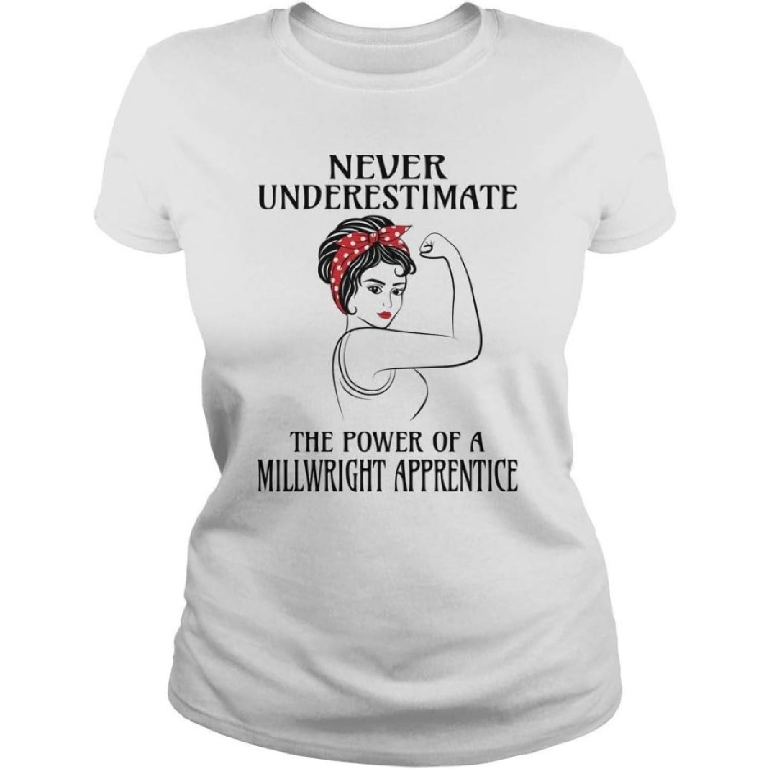 Never Underestimate Millwright Apprentice T-Shirt XXXXXL белый