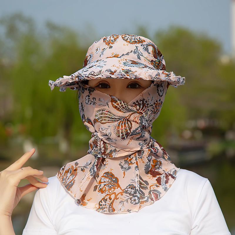 New Sunscreen Bucket Hat Flower Quick-drying Sun Hat Wide Brim Panama Balaclava Hat Outdoor